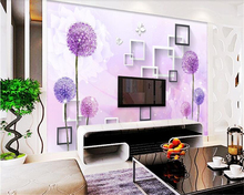 beibehang Home interior mural Wallpaper for kids custom papier peint mural 3d beautiful purple dandelion wallpaper for wall 3 d 2024 - buy cheap