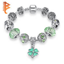 BELAWANG Vintage Crystal Glass Beads Pendant Charm Bracelet for Women Green Clover Snake Bracelets & Bangles Good Luck Jewelry 2024 - buy cheap