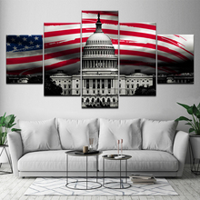 HD Print Poster 5 Panel USA flag white house Wall Art Canvas Painting bedroom living Room Home Decor Artwork Modular Picture 2024 - buy cheap