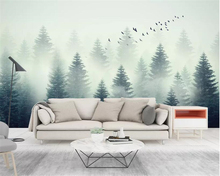 Papel de parede foto personalizada 3d, natureza, paisagem, floresta, voadores, mural de pássaros, sala de estar, sofá, quarto 2024 - compre barato