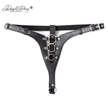 DAVYDAISY Women Chastity Belt Metal Rings Sexy Panties PU Leather Thongs Sexy Lingerie Exotic Briefs Female Underwear UN518 2024 - buy cheap