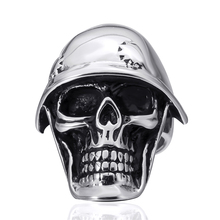 Mens Stainless Steel Ring Silver Helmets Skull Soldier Biker Wholesale Jewelry 2024 - buy cheap