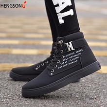 1Pair New Brand Flat Heel Men's Shoes Autumn Winter Ankle Boots Male Snow Boots Casual British Style Men Canvas Shoes 2024 - buy cheap