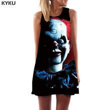 KYKU Clown Dress Women Graffiti Sundress Black Party Gothic Vestido Sexy Rock Boho Womens Clothing Casual Sleeveless Tunic Wrap 2024 - buy cheap