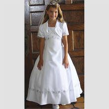 2020 New White Girl Communion Dresses Beaded Flower Girl Dress With Jacket Kid Party Gown Vestido Daminha Casamento Ball Gown 2024 - buy cheap