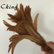 50pc 200pc 500pc Gold Dyed Rooster tails Feathers/Chicken feather 40-45cm 2024 - buy cheap