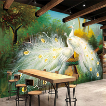 Papel tapiz con foto 3D personalizado, murales de pintura de pavo real blanco para pared, sala de estar, dormitorio, TV, Mural de pared, papeles tapiz, decoración del hogar 2024 - compra barato