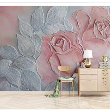 wellyu Custom wallpaper papel de parede 3d 3D embossed rose flower sofa background wall painting papier peint behang tapeta 2024 - buy cheap