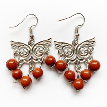 Pendientes Hippie de piedra roja para mujer y niña, aretes de Metal, bonitos, únicos, DIY, con colgantes de mariposa, cuentas curativas 2024 - compra barato