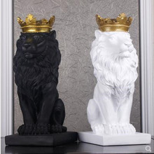Nordic beautiful crown lion resin figurine with ornament home decoration crafts mascots modern office Desktop figurines sculptur 2024 - buy cheap