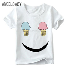 Camiseta con estampado con carita sonriente para niños y niñas, camisetas de manga corta de verano, blanco suave, ooo5041 2024 - compra barato