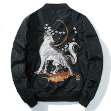 Bomber Jacket Embroidery Mens Wolf Air Force Pilot Jacket Male Spring Autumn Baseball Jacket Motorcycle Coat Hip Hop Streetwear 2024 - buy cheap