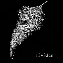 2pc/lot Feather  hot fix rhinestone iron-on Hot Fix Crystal Rhinestone heat transfer design iron on motifs 2024 - buy cheap