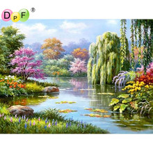 New 3D DIY Diamond Painting Cross Stitch River willows Crystal Diamond Embroidery Mosaic pattern rhinestone Home Decor picture 2024 - buy cheap