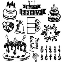 Hot sale Birthday Cake Transparent Clear Stamps / Silicone Seals Roller Stamp for DIY scrapbooking photo album/Card Making 2024 - buy cheap