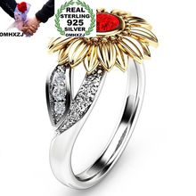 OMHXZJ Wholesale European Fashion Woman Girl Party Wedding Gift Sunflower Zircon 925 Sterling Silver 18KT Yellow Gold Ring RR408 2024 - buy cheap