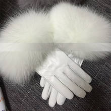 Handmade real sheepskin gloves / high quality fur gloves / ladies fur gloves/Promotional ladies leather gloves 2024 - buy cheap