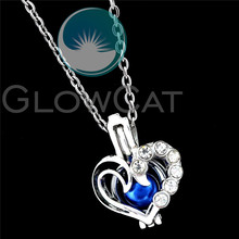 R-K952 Rhinestone Heart Beads Cage Pendant Essential Oil Diffuser Aroma Pearl Cage Locket Necklace 2024 - buy cheap