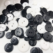 50pcs 11/13/15/18/20/22mm Mix Black and White Color Overcoat Plastic Button 2 Holes Craft Sewing PT265 2024 - buy cheap