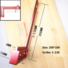 Trazador de precisión para carpintería, calibrador de agujero de aluminio, dispositivo de marcado de trazador de carpintero, regla cuadrada T-200 L 2024 - compra barato