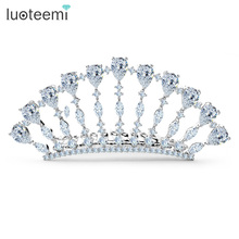 LUOTEEMI Teemi Jewelry Factory Luxury White Gold-Color AAA Cubic Zirconia Beauty Contes Decoration Princess Crown Tiaras 2024 - buy cheap