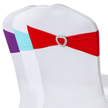 50pcs Spandex Lycra Wedding Chair Cover Sash Bands Wedding Party Birthday Chair Decor Royal Blue Red Black White Pink Purple 2024 - buy cheap