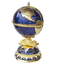 Globe Faberge Inspired Egg trinket box Russian craft metal jewerly ring box bejeweled bling jewelry birthday gifts collectibles 2024 - buy cheap