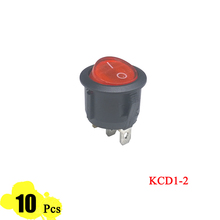 5 pieces/lot KCD1-2 23mm LED Round Button SPST 3PIN Snap-in ON/OFF Position Snap Boat Rocker switch with light 6A/250V Copper 2024 - buy cheap