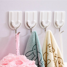 6Pcs/set Strong Adhesive Hooks Kitchen Wall Door Sticky Hook Hanger Holder Kitchen Bathroom Office Clothes Towel Holder White 2024 - buy cheap