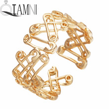 QIAMNI Gold Color Punk Rock Pin Connected Stack Knuckle Ring Women Wedding Cocktail Party Geometric Ring Bague Femme 2024 - buy cheap