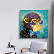GoldLife Monkey Wear Glasses  Wall Art Canvas Abstract Cute Animals Posters And Prints Pop Art Oil Painting For Living Room 2024 - buy cheap