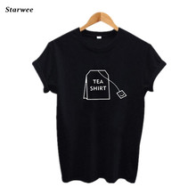 Starwee Чай рубашка принт хлопковые футболки женская одежда Лето Забавный футболки Harajuku Hipster дамы футболка Топы с короткими рукавами 2024 - купить недорого
