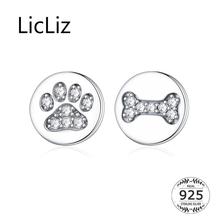 LicLiz New 925 Sterling Silver Dog Footprint and Bone Zircons Stud Earrings for Women White Gold CZ Crystal Jewelry LE0653 2024 - buy cheap