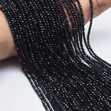 Round Faceted Natural Black Spinels Stone Beads For Jewelry Making 2mm 3mm Loose Spacer Small Stone Beads DIY Bracelet 15'' 2024 - buy cheap