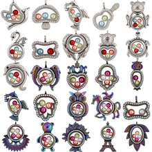 Mixed Animal Floating Living Memory Locket Pendant fit 8mm Beads Pearl Cage Photo Charms Pendant with Steel Chain Necklace or no 2024 - buy cheap