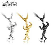High grade 2020 Fashion Stainless Steel Fitness Muscular man Shape Pendent Necklace Sport Men's necklace men Jewelry Gifts 2024 - buy cheap
