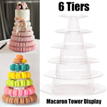 Multi-function Display Stand 6 Tier Round Macaron Tower Cake Stand PVC Tray Display Rack for Wedding Birthday 2024 - buy cheap
