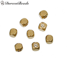DoreenBeads Brass Spacer Beads Cube Brass Color About 3mm( 1/8") x 3mm( 1/8"), Hole: Approx 1.5mm, 500 PCs 2024 - buy cheap