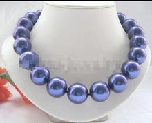 Жемчужное ожерелье, жемчужное ожерелье с жемчужной застежкой, цвет темно-синий, желтый, 18 дюймов, 20 мм 2024 - купить недорого