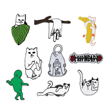 Broches de gatos engraçados com desenho animado, pin esmaltado com animais, para mulheres, jaquetas, lapela, bolsa, botões, joias de moda, corsage, imperdível 2024 - compre barato