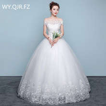 XXN-070#Ball Gown Boat Neck Plus Size Lace Up White Wedding Dress Embroidered Lace On Net Wholesale Long Women Dresses Custom 2024 - buy cheap