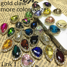 New Arrivial Teardrop crystal glass rhinestone Handmade sew on rhinestone Droplet Golden claw stone 10x14,13x18mm,18x25mm 2024 - buy cheap