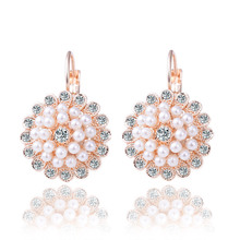 New Fashion Crystal CZ Rose Gold-Color Elegant Round White Pearl Earrings With Gift Wedding Earrings Jewelry 2024 - buy cheap