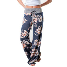 Pantalones holgados con estampado Floral para mujer, pantalón de pierna ancha de cintura baja, holgado, informal, largo, 2021 2024 - compra barato