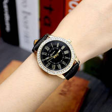 Женские кварцевые наручные часы Geneva с кожаным ремешком и римскими стразами, женские часы Reloj Mujer Bayan Kol 2024 - купить недорого