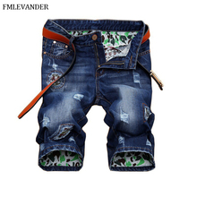 Мужские прямые джинсовые брюки, длина до колена 2024 - купить недорого
