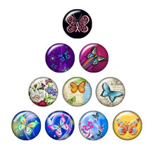 New beauty butterfly flowers 1lot(10pcs) 12mm/16mm/18mm/25mm Round photo glass cabochon demo flat back Making findings ZB0483 2024 - buy cheap