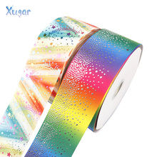 Xugar 3" 75mm Gradual Grosgrain Ribbon Bronzing Star Dots Ribbon DIY Hairbow Party Decor Materials Gifts Packing Wrapping Ribbon 2024 - buy cheap