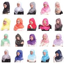 12 шт., Рамадан, мусульманский женский длинный шарф хиджаб, исламский головной убор, шапка, накидка, шали, головной платок, модный, случайный цвет 2024 - купить недорого