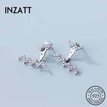 INZATT Real 925 Sterling Silver Classic Zircon Wave  Stud Earrings For Women party Minimalist Fashion Jewelry Elegant Bijoux 2024 - buy cheap